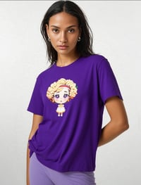 Image 2 of Chibi Doll With Big Beautiful Purple Eyes Short Sleeve T-shirt