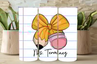 Image 1 of Pencil Coquette Bow Tumbler & Matching Coaster