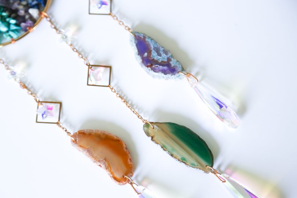 Image of Crescent moon agate sun catcher 