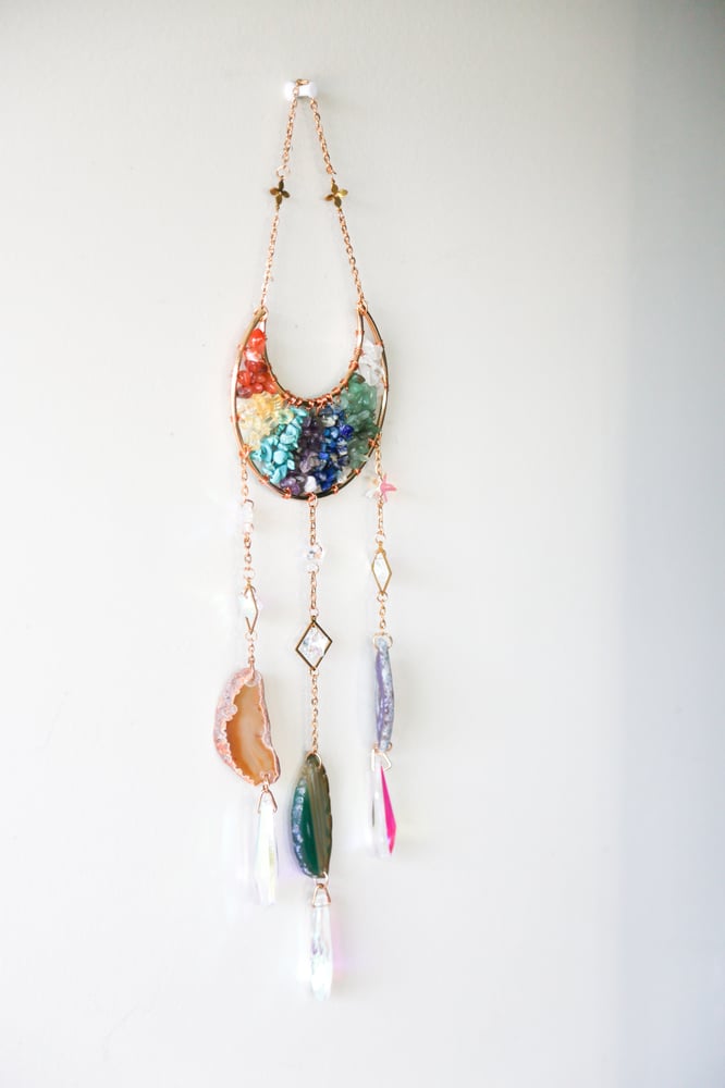 Image of Crescent moon agate sun catcher 