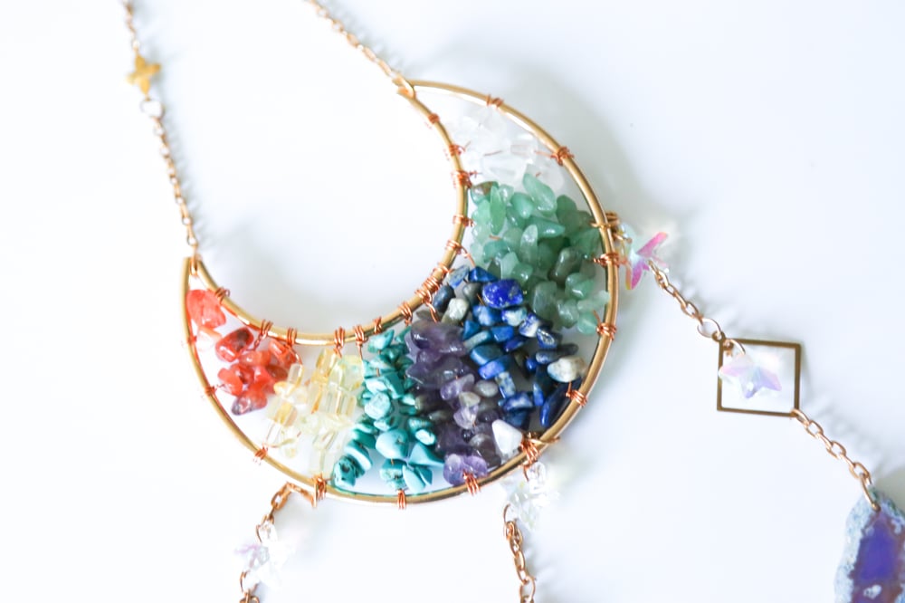 Image of Crescent moon agate sun catcher 