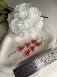 Image 5 of Trio Flower bead dangle earrings, bellflower earrings, fairycore earrings