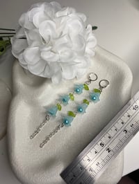 Image 4 of Trio Flower bead dangle earrings, bellflower earrings, fairycore earrings