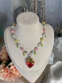 Image 1 of Strawberry charm keychains, Strawberry charm cute necklace