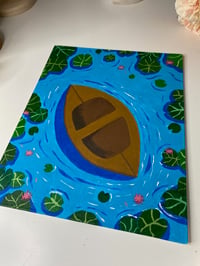 Image 4 of Water lilies canoe 8 x 10" canvas panel 