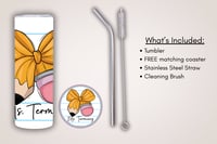 Image 2 of Pencil Coquette Bow Tumbler & Matching Coaster