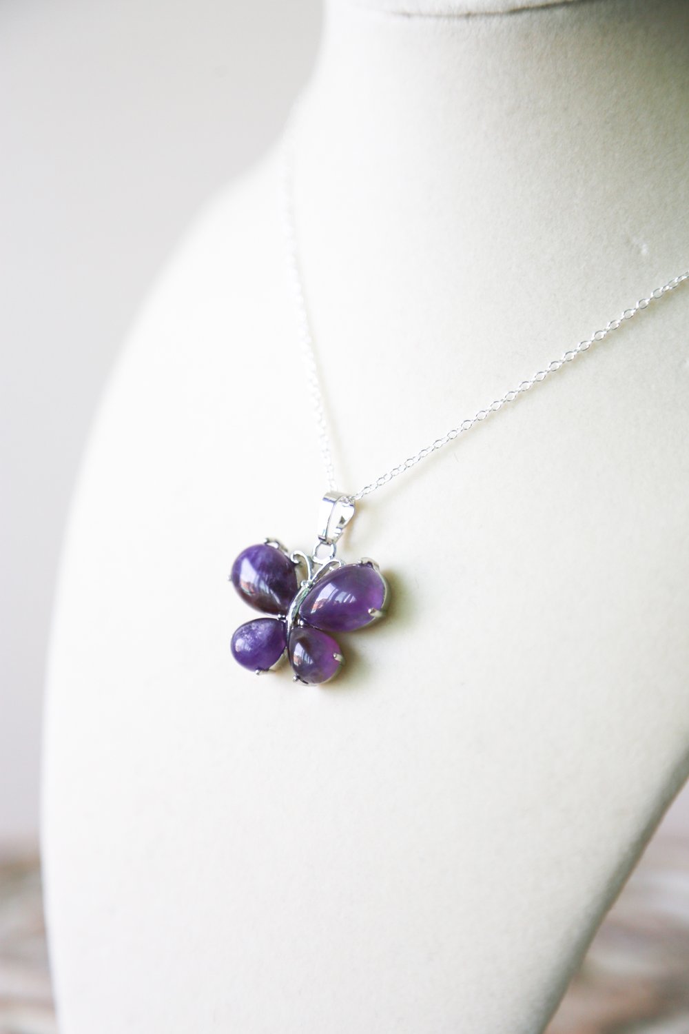 Image of Amethyst Butterfly Pendant Necklace