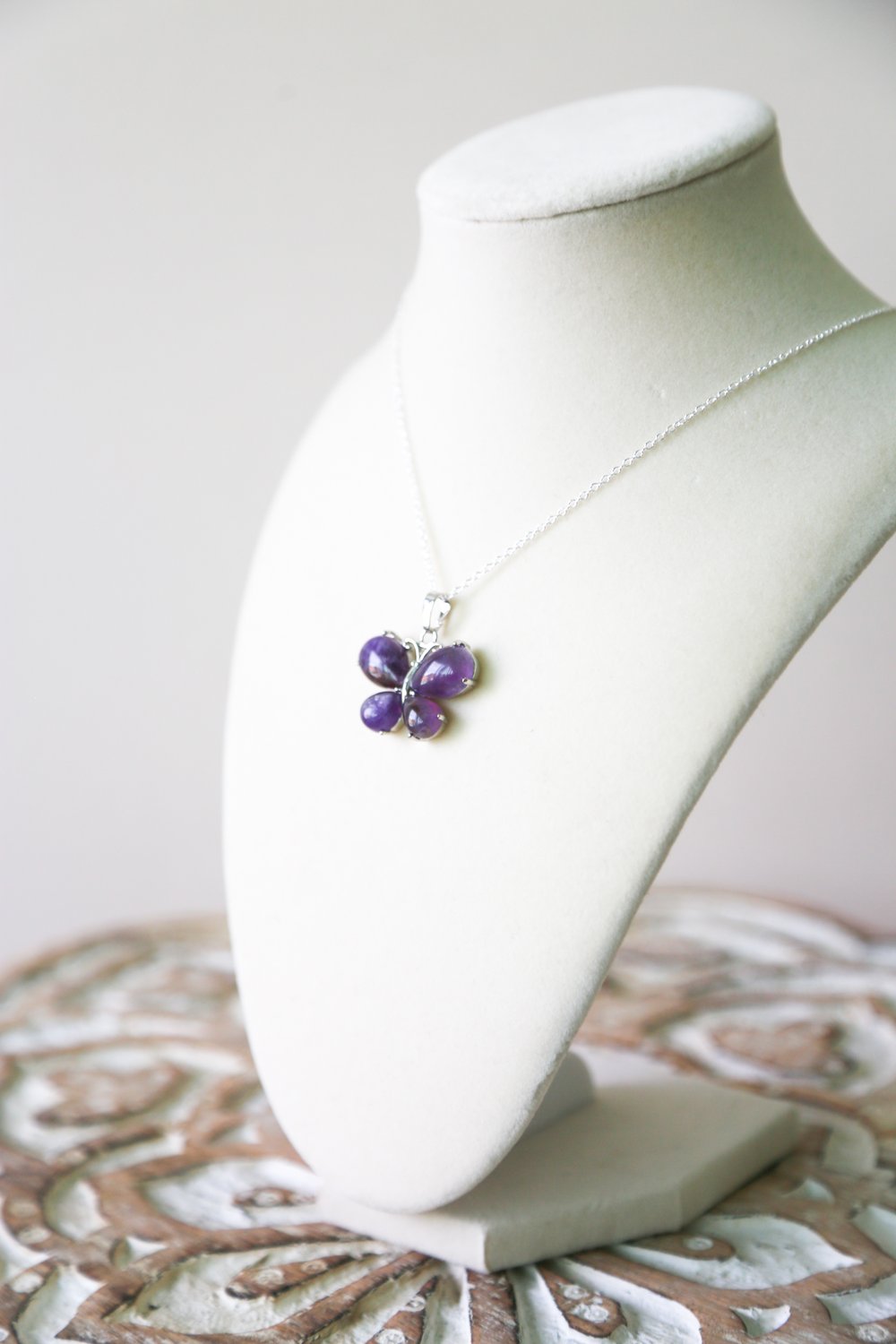 Image of Amethyst Butterfly Pendant Necklace