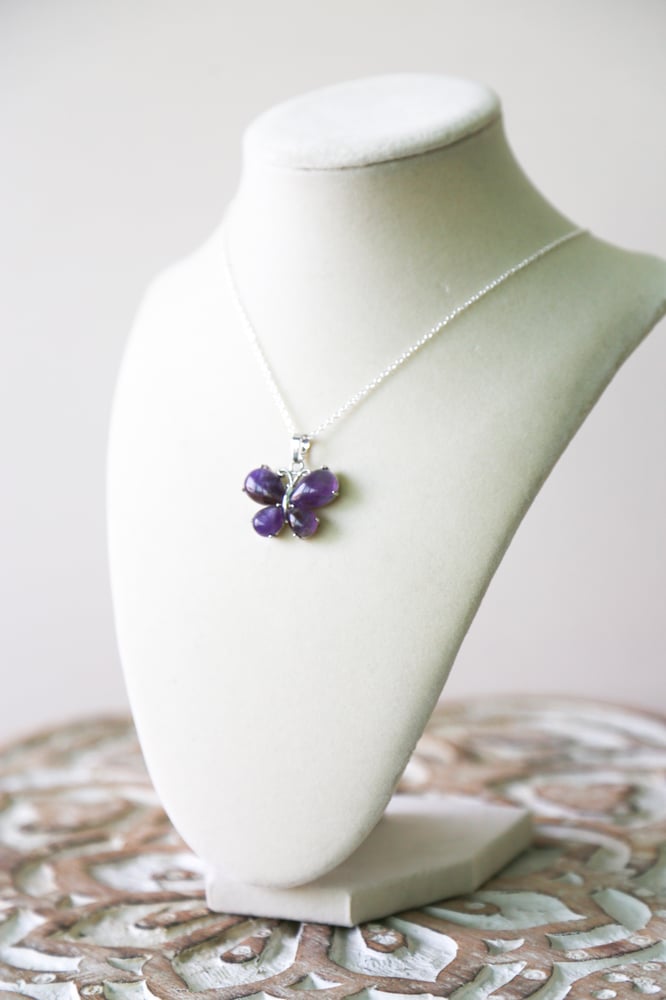 Image of Amethyst Butterfly Pendant Necklace