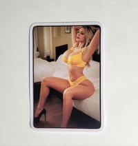 Image 1 of Beautiful Blonde in Yellow Bikini & High Heels Matte Vinyl Sticker
