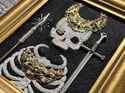 The Sword and Spear Embellished Skeleton Framed Embroidery