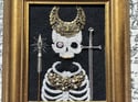 The Sword and Spear Embellished Skeleton Framed Embroidery