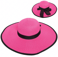 Fuchsia Oversize Wide Brim Straw Woven Sun Hat 