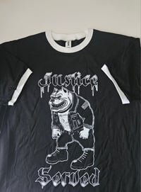 Justice Served Short Sleeve Black and white Ringer Tee