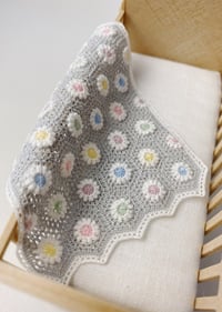 Image 2 of Grey Flowers Baby Blanket