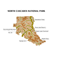Image 1 of North Cascades National Park 3D Topography Map