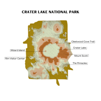 Image 1 of Crater Lake National Park 3D Topography Map