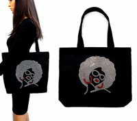 Afro Girl Bling Rhinestone Tote Bag 