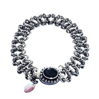 Image 2 of Sterling Silver Chainmaille Bracelet - Olivia Weave with Gemstone Clasp