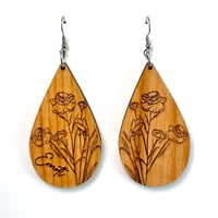 Image 1 of Birth Flower Teardrop Earrings