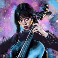 Image 2 of Wednesday & Her Cello Painting