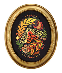 Image 1 of Moth to Flame in gold oval frame