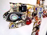 Image 4 of Giantgem - Multicolour massive Rhinestone Cross white T shirt
