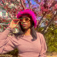 Image 3 of Deluxe Plush Bucket Hat HOT PINK