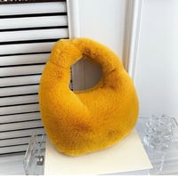 Image 3 of Deluxe Plush Handbag YELLOW