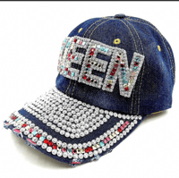 Multi Bold Queen Rhinestone Cap Hat