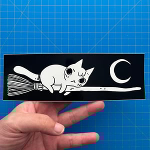 Image of Broom Cat Bumper Sticker