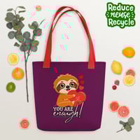 Image 2 of Cute You Are Enough Sloth Tote bag