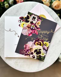 Image 4 of "Happy Mother's Day" Pansies with Bee Embossed Greeting Card