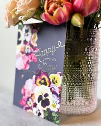 Image 5 of "Happy Mother's Day" Pansies with Bee Embossed Greeting Card