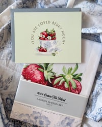 Image 3 of "You are Loved Berry Much" Mother's Day Card with Teacup & Strawberries Embossed Greeting Card