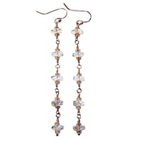 Herkimer Diamond Linear Earrings  with Cubic Zirconia, Rose Gold Vermeil