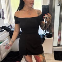 off the shoulder romper ties in the back