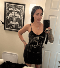 custom one of a kind eyecandy dress made from vintage rock shirt