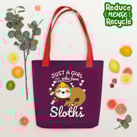 Image 2 of Just A Girl Who Love Sloths Tote Bag