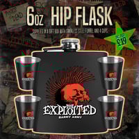 Image 1 of HERITAGE REMIXED – Stainless Steel Hip Flask Set – The Exploited Barmy Army