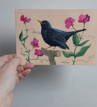 Image 2 of Blackbird and Sweetpeas