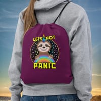 Lets Not Panic Drawstring Sloth Bag