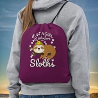 Just A Girl Who Love Sloths Drawstring Bag