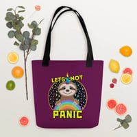 Image 2 of Sloth Lets Not Panic Tote Bag