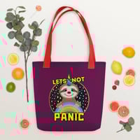 Image 1 of Sloth Lets Not Panic Tote Bag