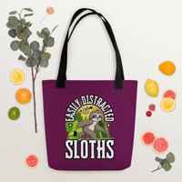 Image 3 of Easily Distracted by Sloths Tote Bag
