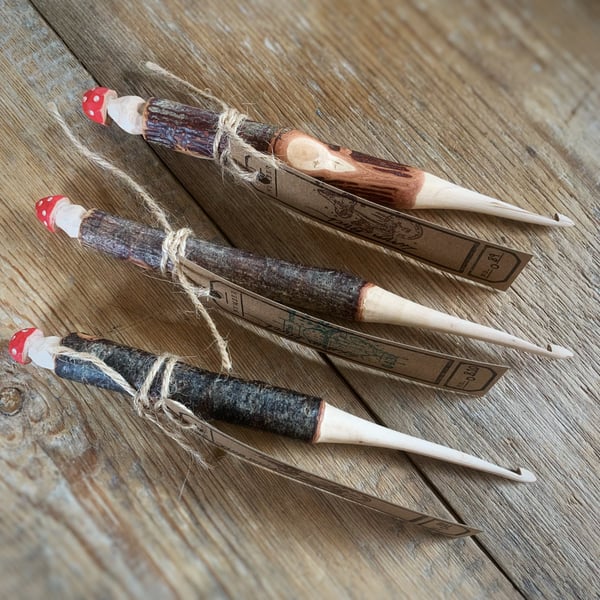 Image of 4mm hand carved crochet hooks