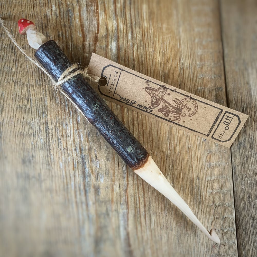 Image of 5mm hand carved crochet hooks