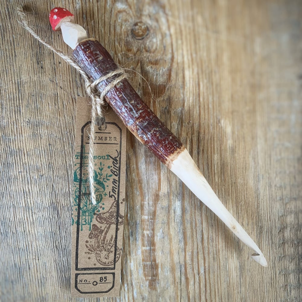 Image of 5mm hand carved crochet hooks