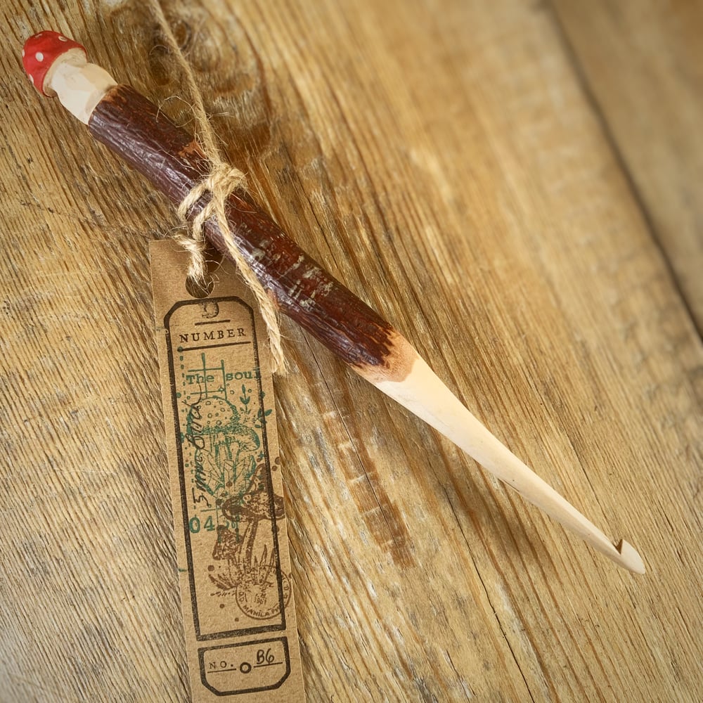 Image of 5mm hand carved crochet hooks